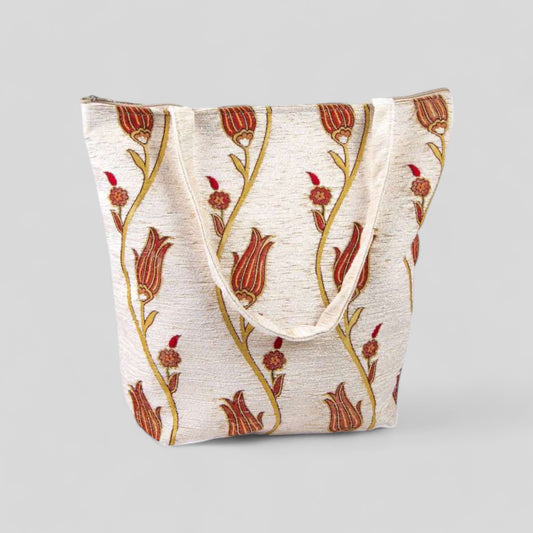 Sac de tapis turc | Sac tulipe | Sac fourre-tout avec fermeture éclair/poignée| Sac Ottoman Kilim | Sac réutilisable pour faire du shopping | Sacs faits à la main pour un usage quotidien