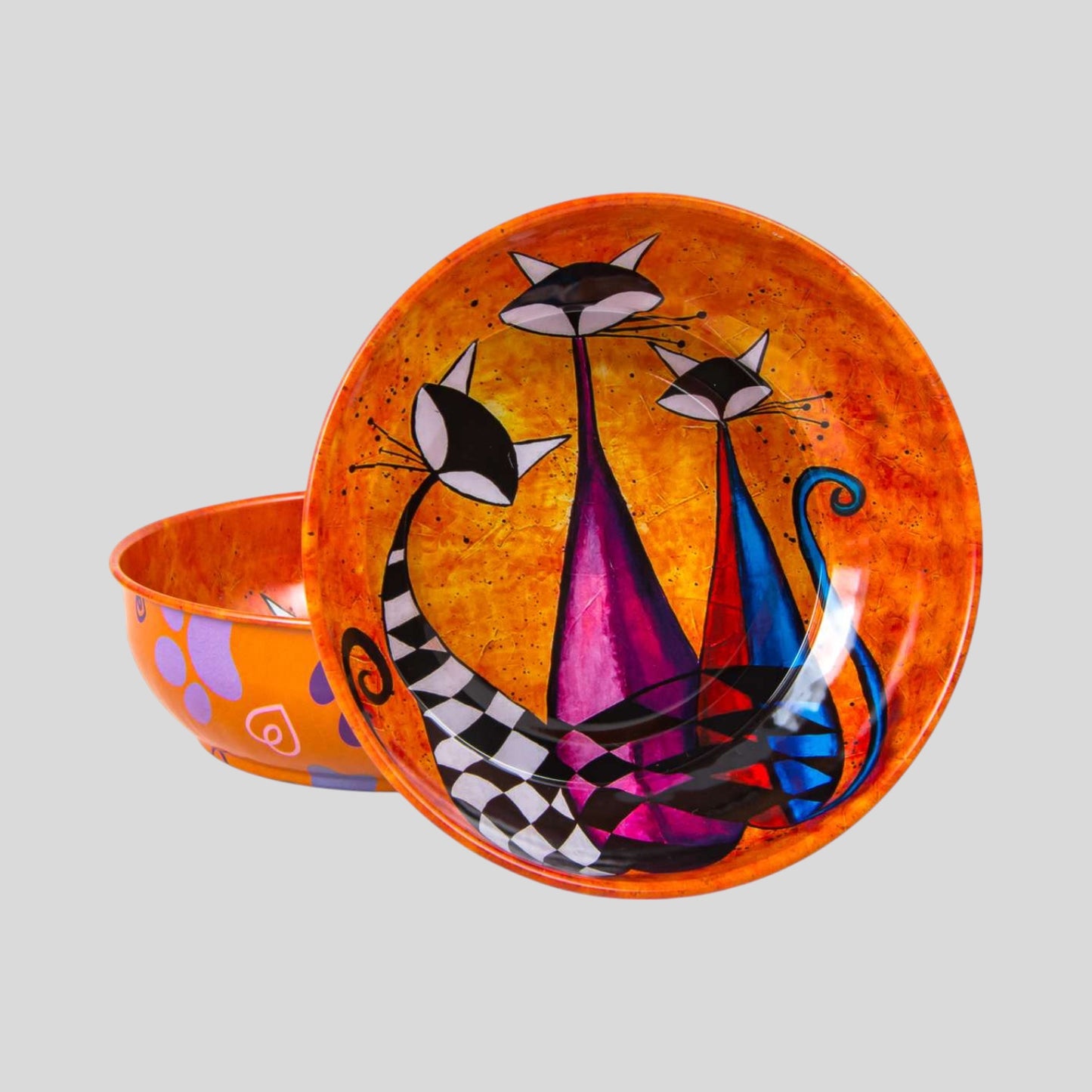 Turkish Metal Bowl - Large - Colorful Three Cats