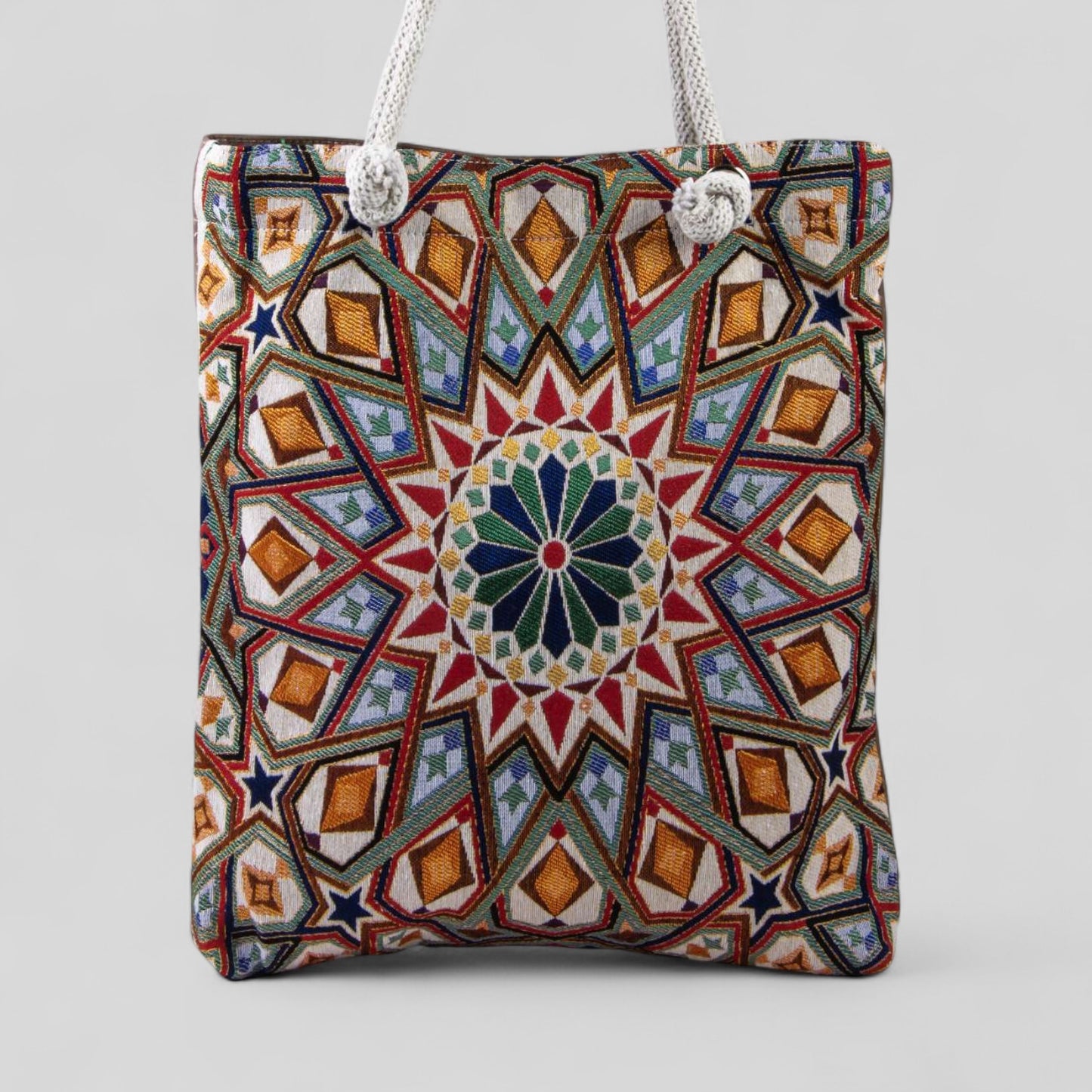 Authentique Kilim Fabric Ottoman Design Purse avec poignées, tapis turc, sac de plage, fourre-tout, sac à provisions réutilisable -- Noir/Or/Rouge