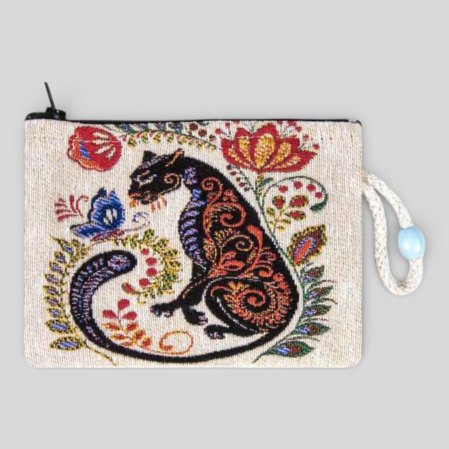 Portefeuille tissé à motifs Gold Evil Eye Design d’art moderne Sac à main d’embrayage à fermeture éclair, pochette, porte-monnaie, portefeuille, petit rangement Nazar Boncuk Mal de Ojo