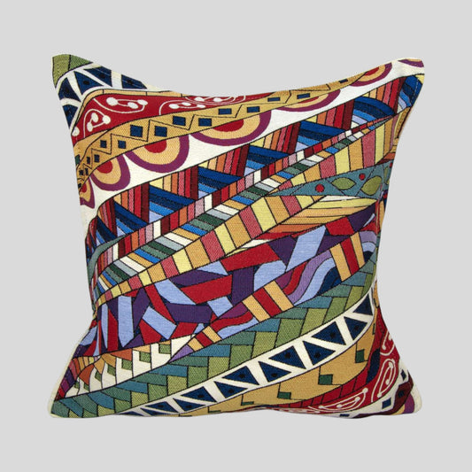 18" Turkish Square Pillow Cover - Multicolor Geometric