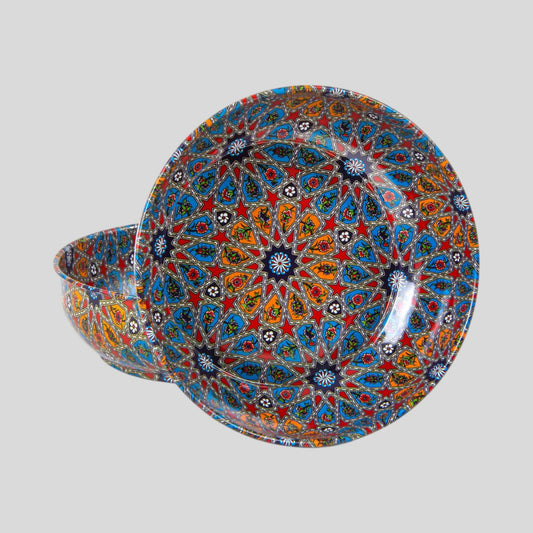 Turkish Metal Bowl - Large - Colorful Geometric Mandala