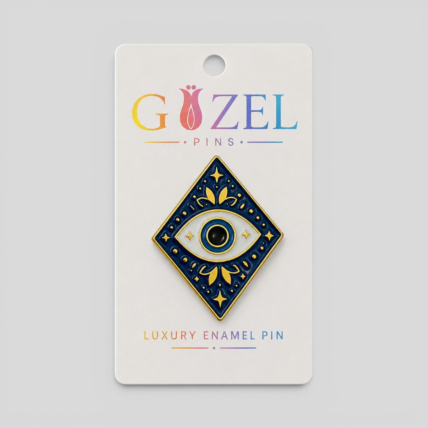 Blue Diamond Evil Eye Enamel Pin
