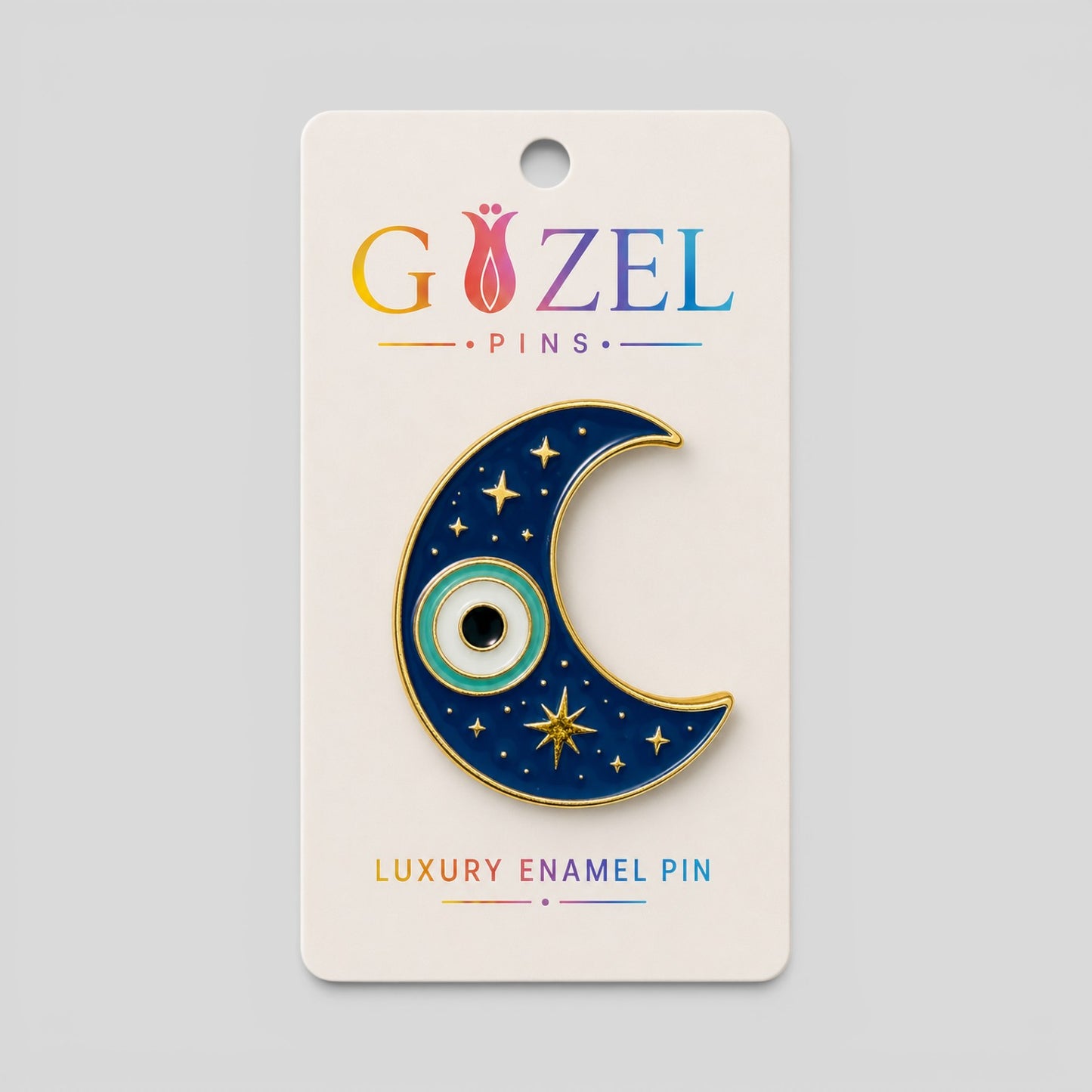 Celestial Moon Evil Eye Enamel Pin