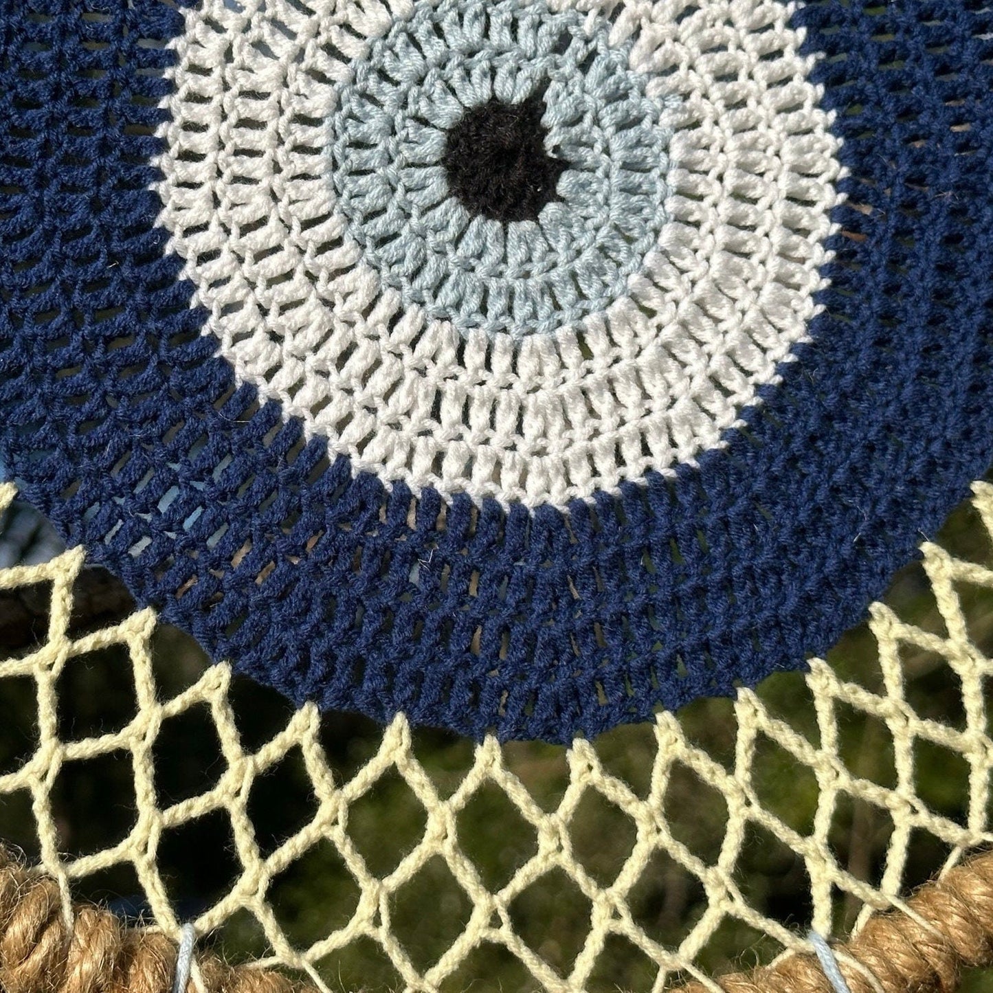 Evil Eye Wall Hanging, House Protection, Home Decor 12" Handmade Evil Eye Nazar Boncuk Mal De Ojo Macrame Dreamcatcher - Guzel Handcrafts - #tag1# - #tag2# - #tag3# - #tag4#