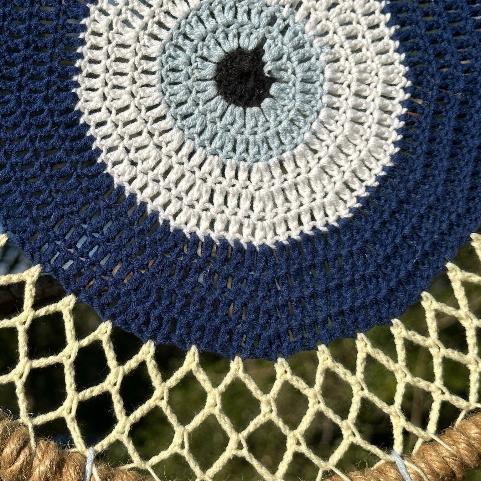 Evil Eye Wall Hanging, House Protection, Home Decor 12" Handmade Evil Eye Nazar Boncuk Mal De Ojo Macrame Dreamcatcher - Guzel Handcrafts - #tag1# - #tag2# - #tag3# - #tag4#