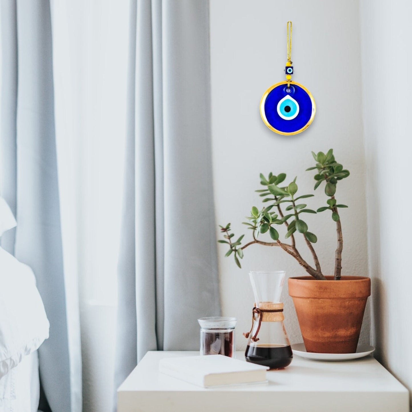 Gold Gilded Wall Hanging Evil Eye Nazar Boncuk Mal De Ojo, Modern Boho Style Home Decor - Guzel Handcrafts - #tag1# - #tag2# - #tag3# - #tag4#