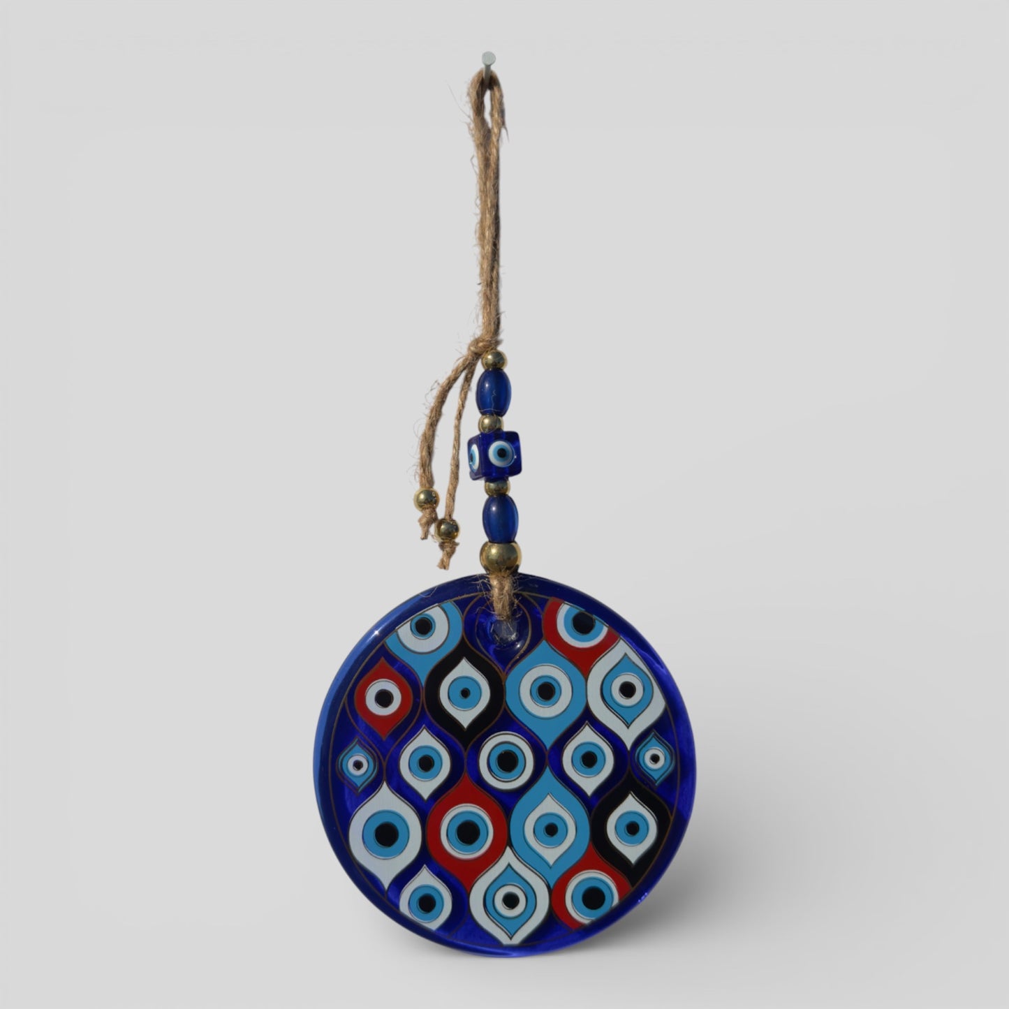 Tenture murale contre le mauvais œil, protection de la maison, décoration intérieure grande tenture murale double couche Nazar Boncuk Mal De Ojo - motif étoile bleu et or