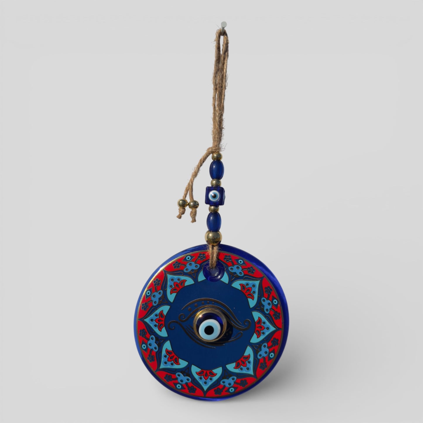 Tenture murale contre le mauvais œil, protection de la maison, décoration intérieure grande tenture murale double couche Nazar Boncuk Mal De Ojo - motif étoile bleu et or