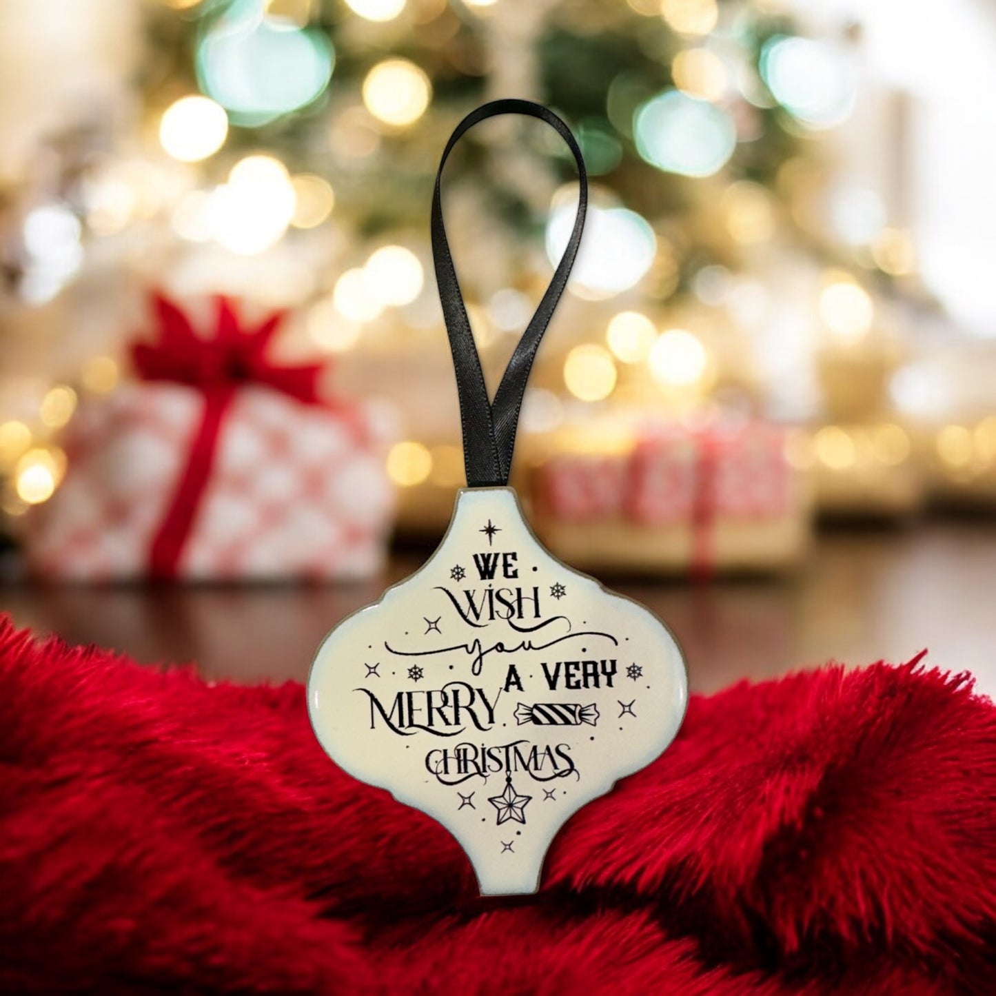 Arabesque Christmas Ornament - We Wish You A Very Merry Christmas