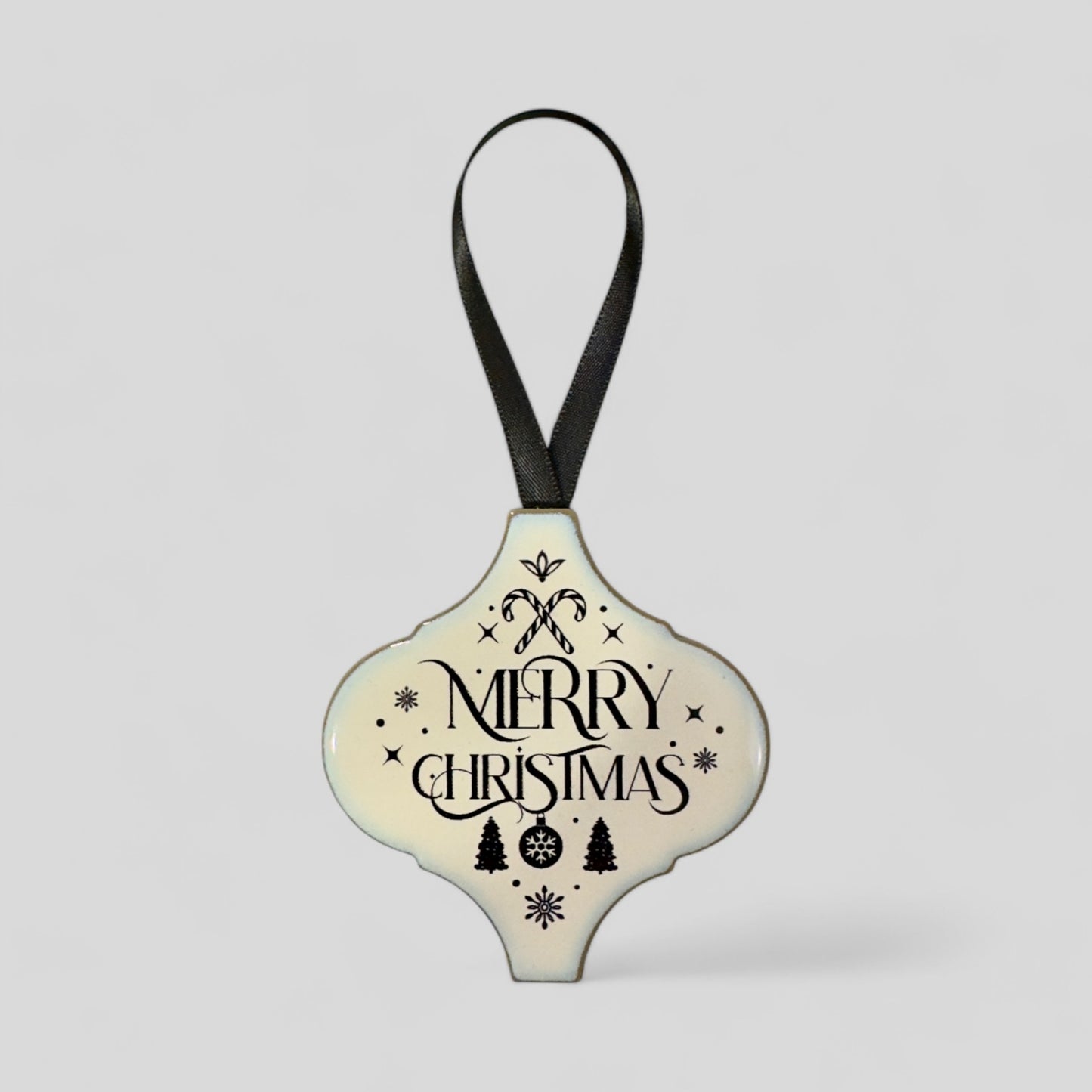 Arabesque Christmas Ornament - Merry Christmas (Candy Canes)