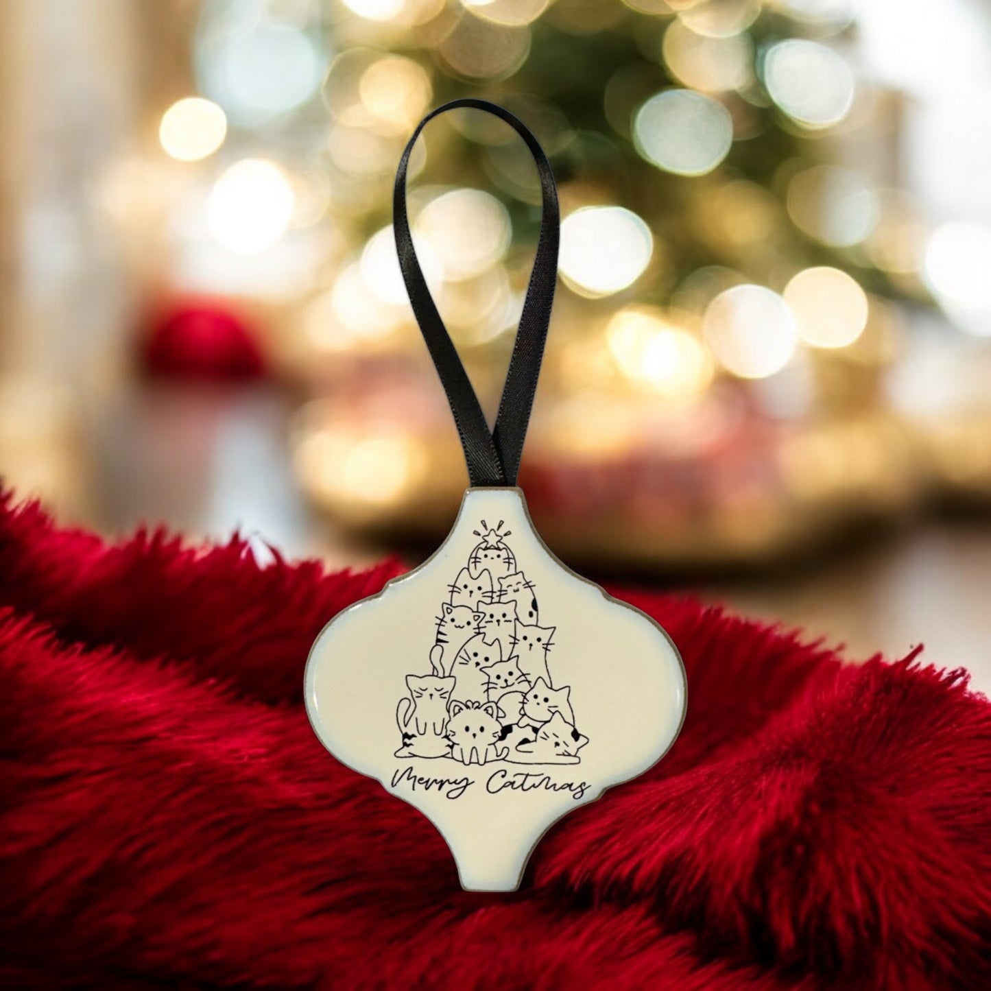 Arabesque Christmas Ornament - Merry Catmas