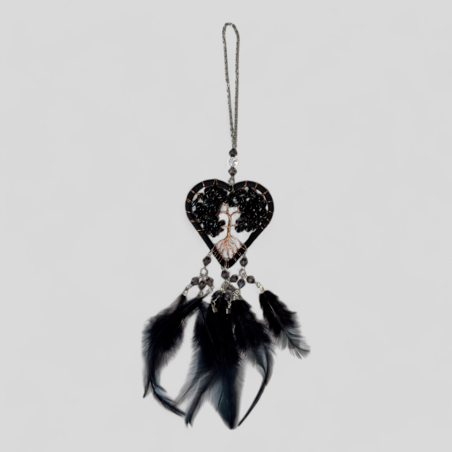 Capteur de rêves d’arbre de vie en forme de cœur rose fait à la main avec des plumes roses - Rétroviseur en quartz rose suspendu ou suspendu au mur - Navire rapide!