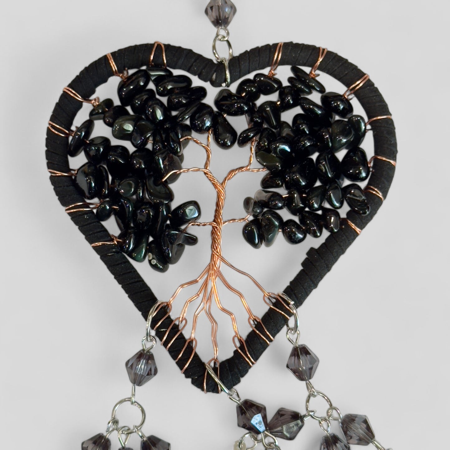 Capteur de rêves d’arbre de vie en forme de cœur rose fait à la main avec des plumes roses - Rétroviseur en quartz rose suspendu ou suspendu au mur - Navire rapide!