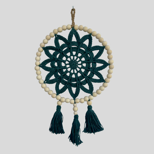 12" Handmade Boho Style Macrame Dreamcatcher - Décor de chambre d’enfant et de chambre d’enfant - Blanc cassé / Tan / Crème