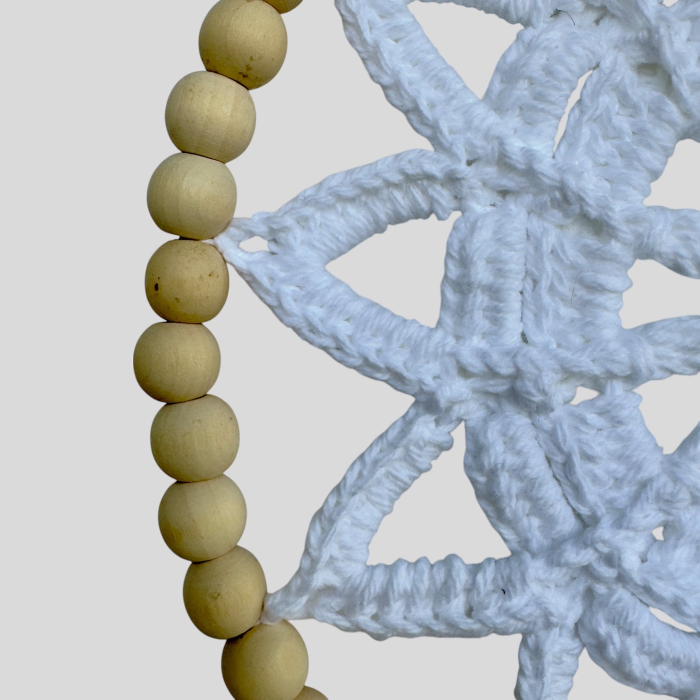 10" Handmade Wood Bead Frame Macrame Dreamcatcher - Nursery and Kid's Room Decor -- White