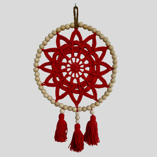 12" Handmade Boho Style Macrame Dreamcatcher - Décor de chambre d’enfant et de chambre d’enfant - Blanc cassé / Tan / Crème
