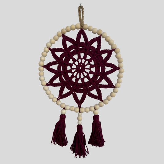 12" Handmade Boho Style Macrame Dreamcatcher - Décor de chambre d’enfant et de chambre d’enfant - Blanc cassé / Tan / Crème