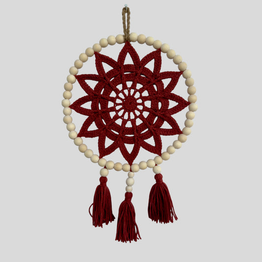 12" Handmade Boho Style Macrame Dreamcatcher - Décor de chambre d’enfant et de chambre d’enfant - Blanc cassé / Tan / Crème