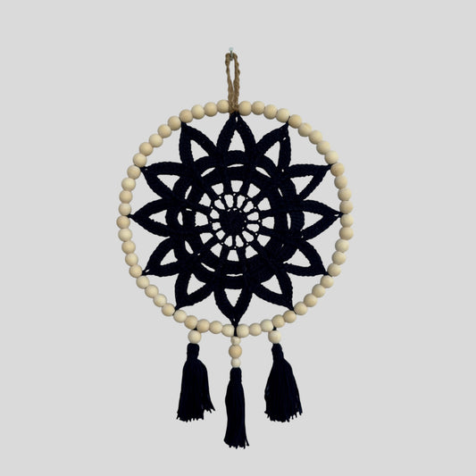 12" Handmade Boho Style Macrame Dreamcatcher - Décor de chambre d’enfant et de chambre d’enfant - Blanc cassé / Tan / Crème