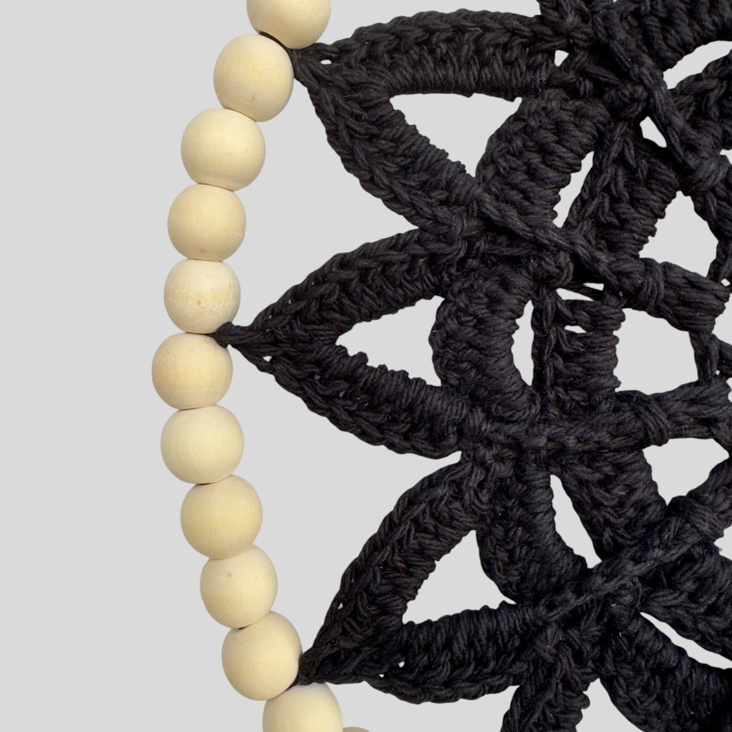 10" Handmade Wood Bead Frame Macrame Dreamcatcher - Nursery and Kid's Room Decor -- Black