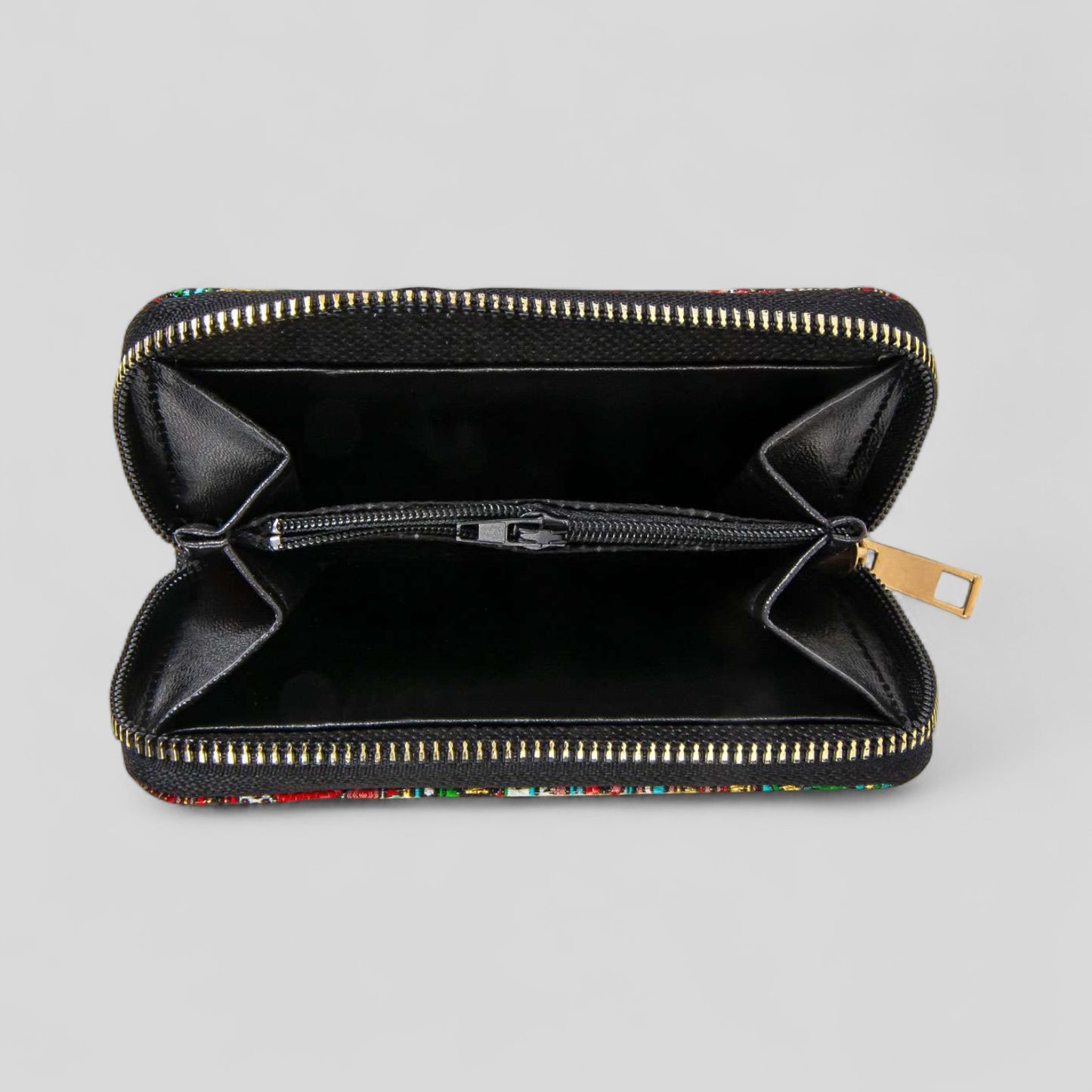 Vibrant Multicolor Floral Patterned Woven Zipper Wallet