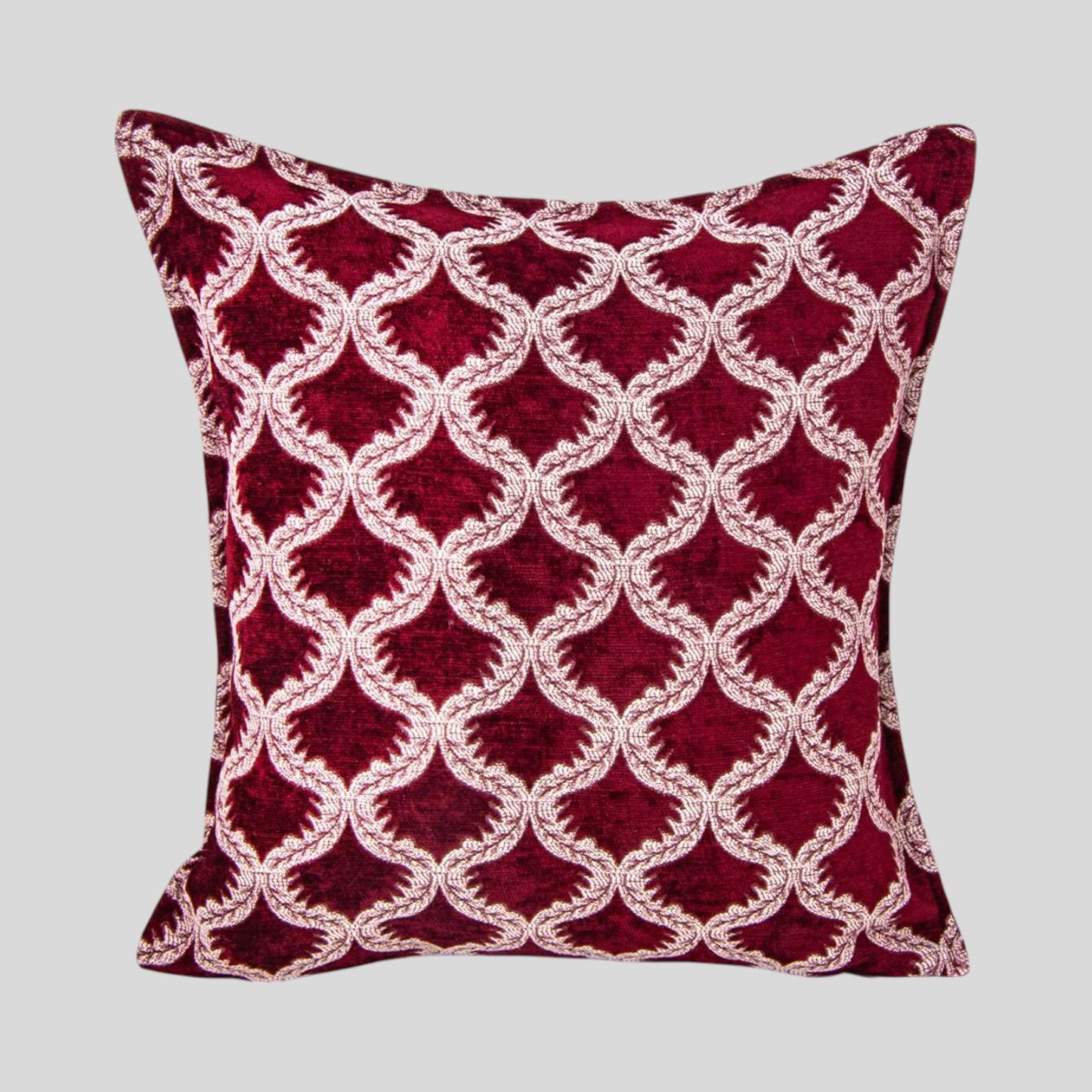 18" Turkish Square Pillow Cover - Deep Red Floral