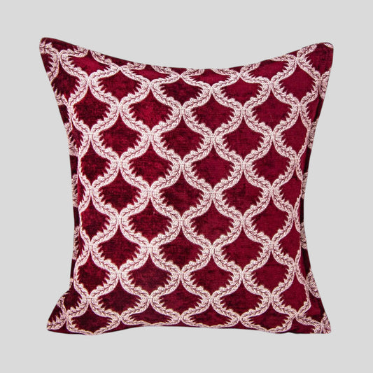 18" Turkish Square Pillow Cover - Deep Red Floral