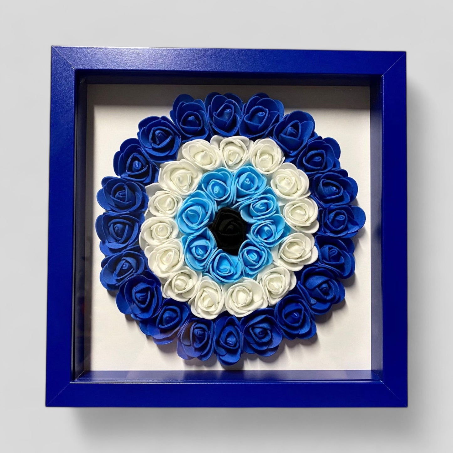 9 » x 9 » Handmade Evil Eye Nazar Boncuk Mal De Ojo Rose Flower Shadowbox - Cadeau gratuit avec achat ! Expédition le jour même !
