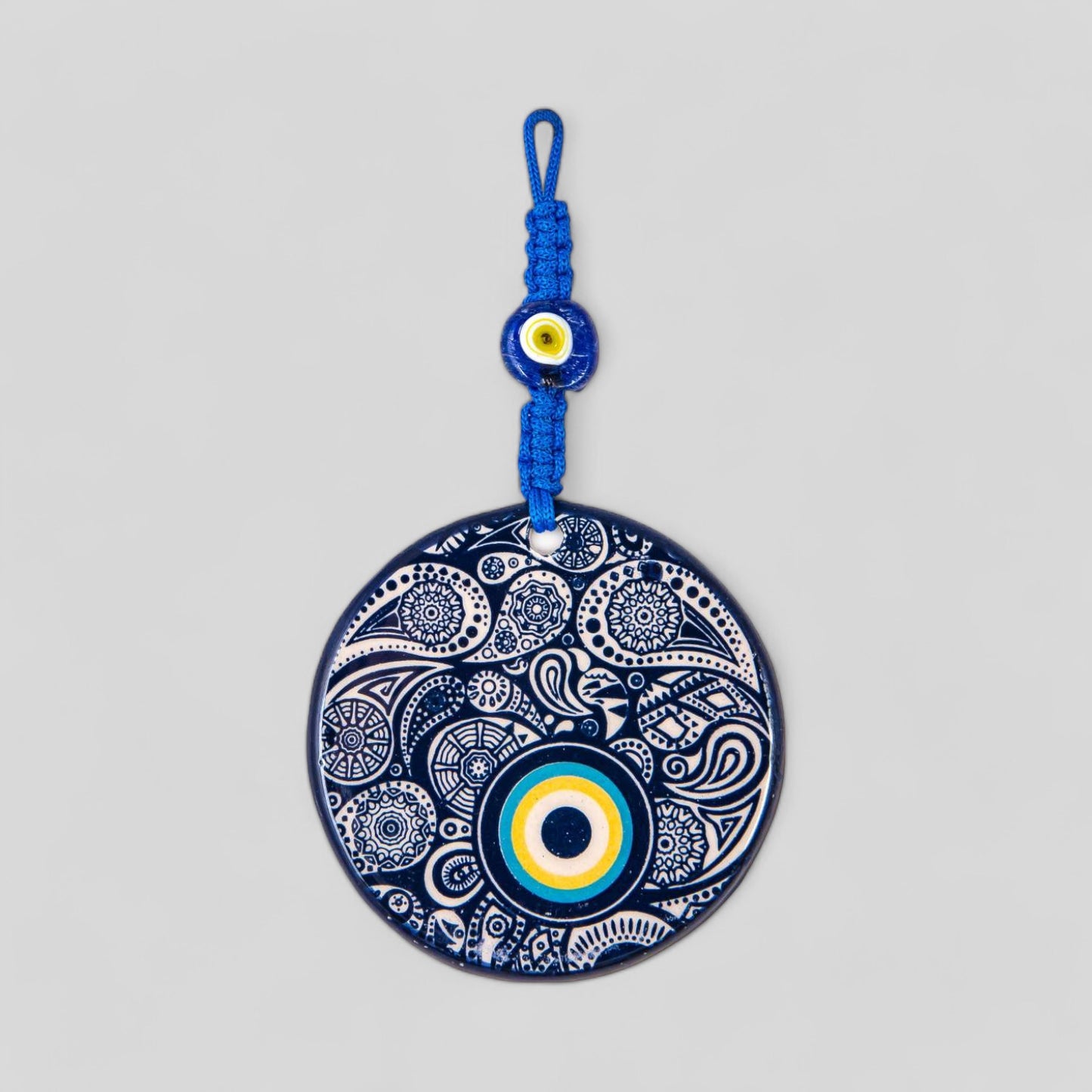 Tenture murale en céramique Evil Eye Nazar Boncuk Mal De Ojo, décoration intérieure de style Boho moderne -- Mandala floral en diamant -- Expédition rapide !