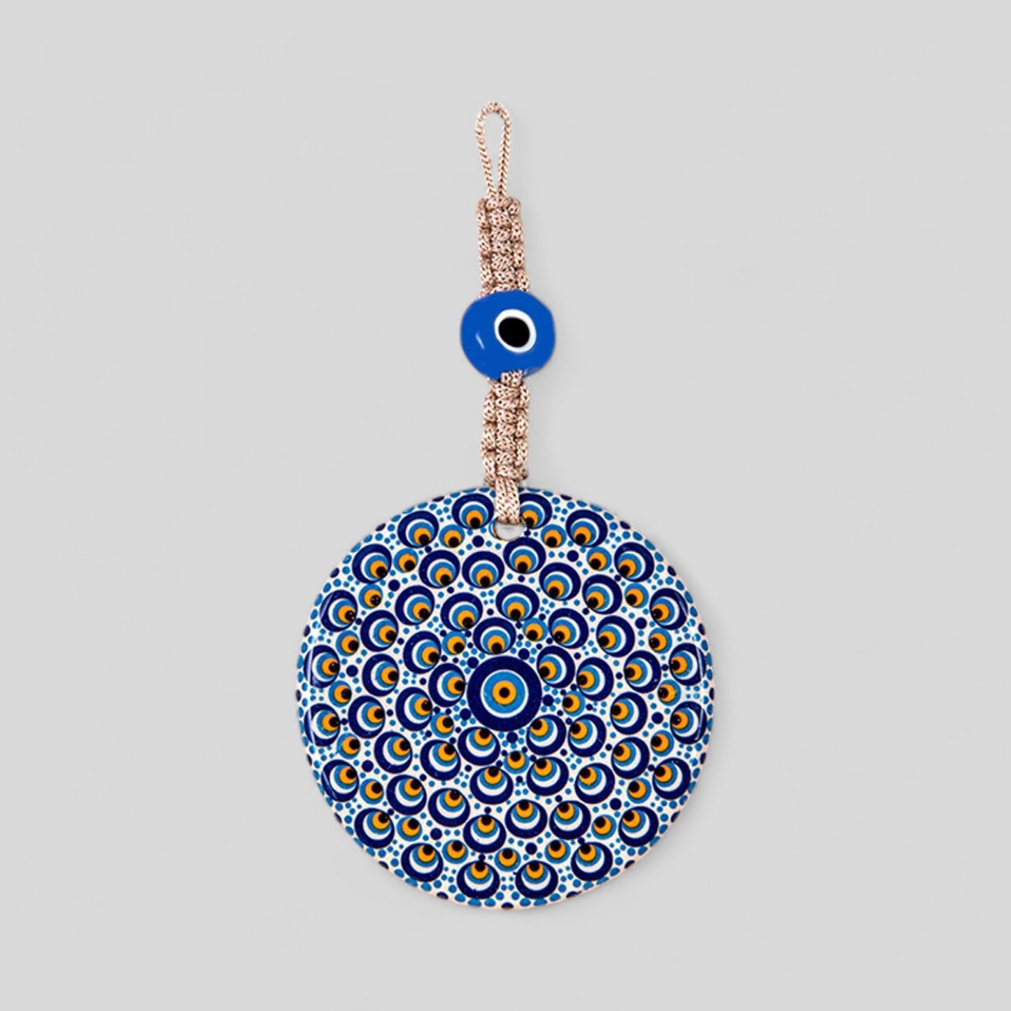 Tenture murale en céramique Evil Eye Nazar Boncuk Mal De Ojo, décoration intérieure de style Boho moderne -- Mandala floral en diamant -- Expédition rapide !