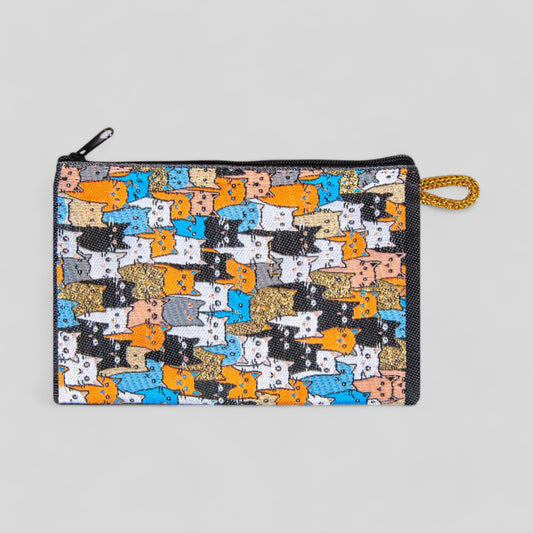 Cute Kittens Pattern Woven Zipper Coin Purse