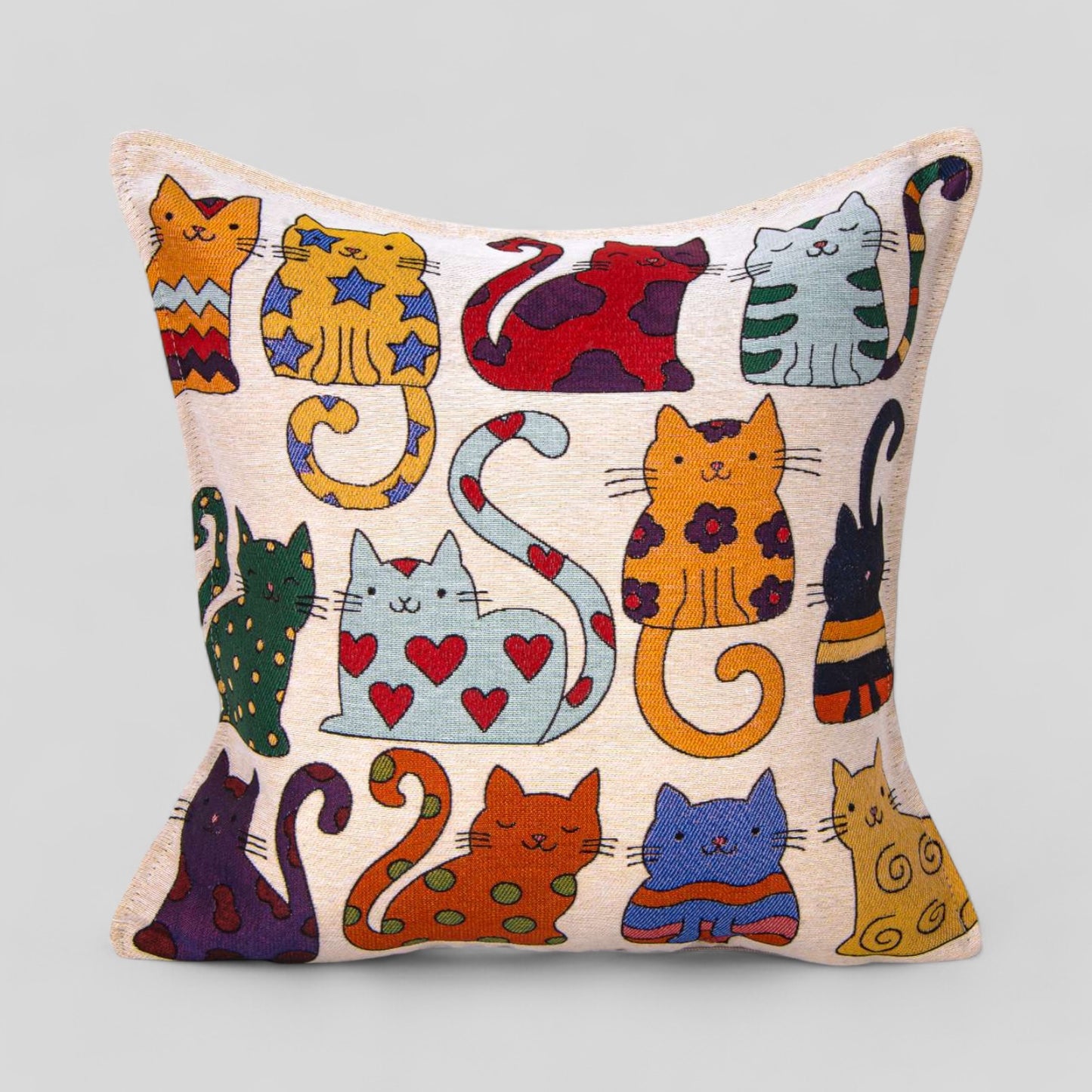 18" Turkish Square Pillow Cover - Cats