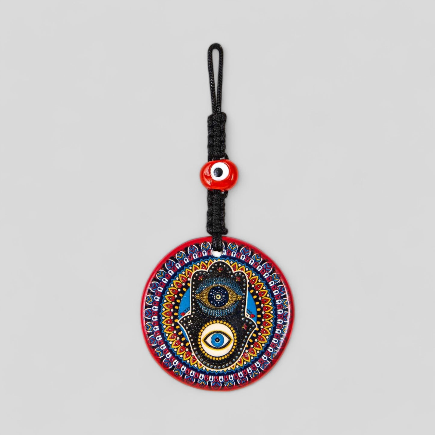 Tenture murale en céramique Evil Eye Nazar Boncuk Mal De Ojo, décoration intérieure de style Boho moderne -- Mandala floral en diamant -- Expédition rapide !