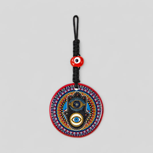 Tenture murale en céramique Evil Eye Nazar Boncuk Mal De Ojo, décoration intérieure de style Boho moderne -- Mandala floral en diamant -- Expédition rapide !