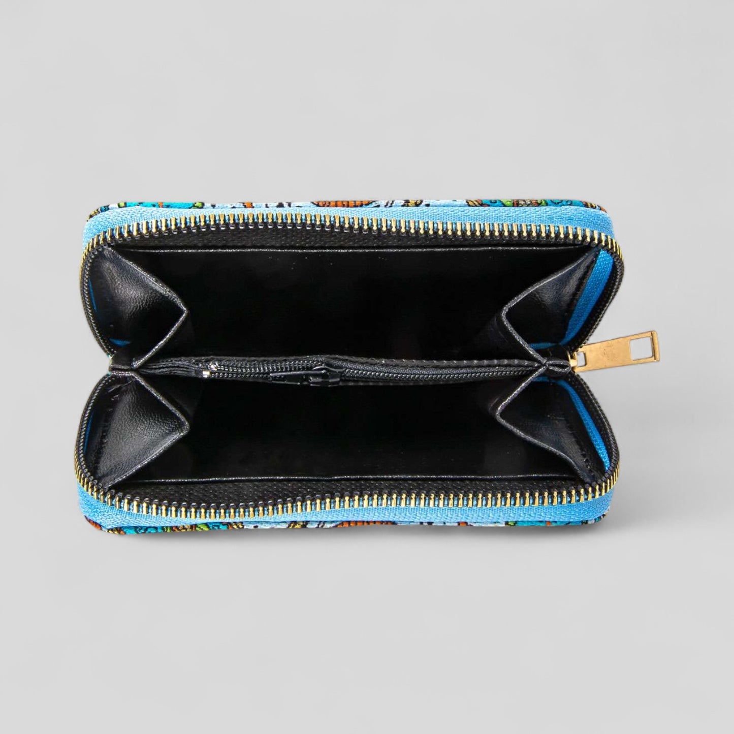 Vibrant Multicolor Paisley Patterned Woven Zipper Wallet