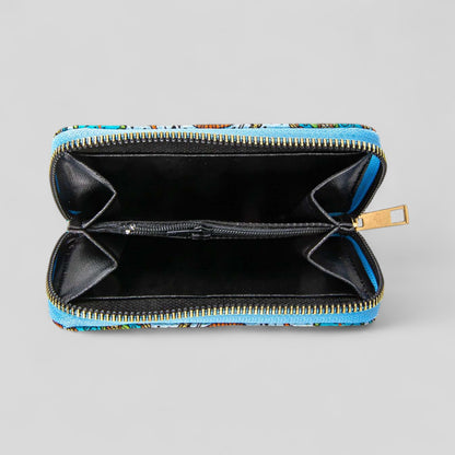 Vibrant Multicolor Paisley Patterned Woven Zipper Wallet
