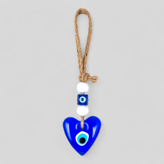 Heart Shape Wall Hanging Evil Eye Nazar Boncuk Mal De Ojo, Modern Boho Style Home Decor, Turkish Gift, Valentine's Day