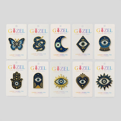 10pc Evil Eye Enamel Pin Collection - 1 of Each Design