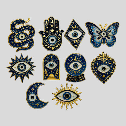 10pc Evil Eye Enamel Pin Collection - 1 of Each Design