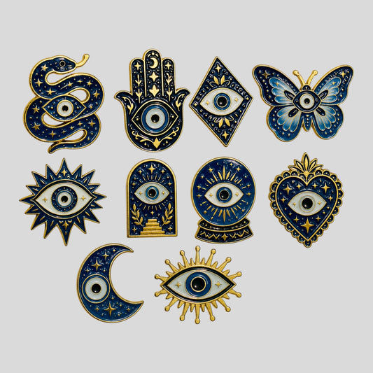 10pc Evil Eye Enamel Pin Collection - 1 of Each Design