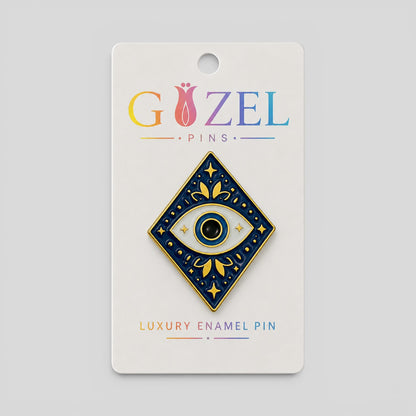 Blue Diamond Evil Eye Enamel Pin