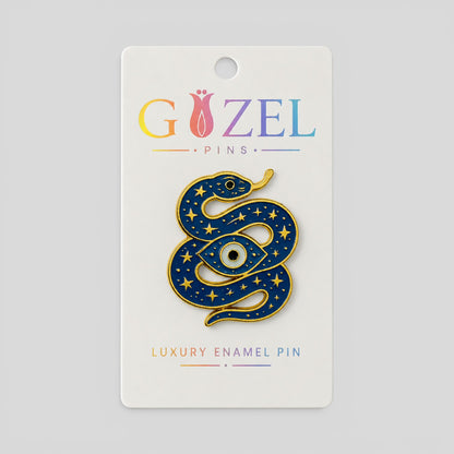 Celestial Snake Evil Eye Enamel Pin