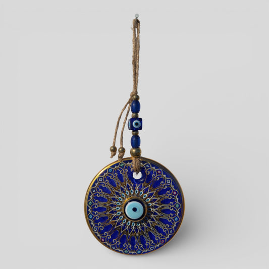 Tenture murale contre le mauvais œil, protection de la maison, décoration intérieure grande tenture murale double couche Nazar Boncuk Mal De Ojo - motif étoile bleu et or