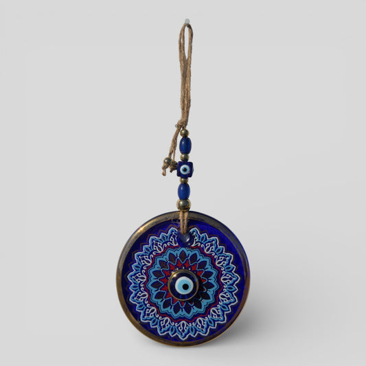 Tenture murale contre le mauvais œil, protection de la maison, décoration intérieure grande tenture murale double couche Nazar Boncuk Mal De Ojo - motif étoile bleu et or