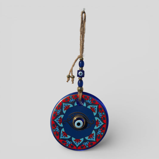 Tenture murale contre le mauvais œil, protection de la maison, décoration intérieure grande tenture murale double couche Nazar Boncuk Mal De Ojo - motif étoile bleu et or