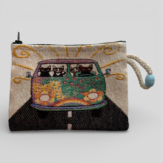 Portefeuille tissé à motifs Gold Evil Eye Design d’art moderne Sac à main d’embrayage à fermeture éclair, pochette, porte-monnaie, portefeuille, petit rangement Nazar Boncuk Mal de Ojo