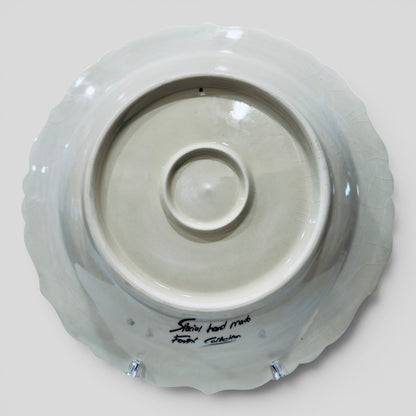 12" Hand-Painted Turkish Floral Ceramic Decorative Plate – Blue Iznik Inspired Wall & Display Art