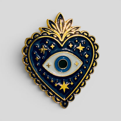 Sacred Heart Evil Eye Enamel Pin