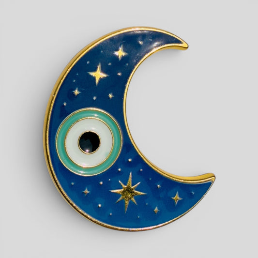 Celestial Moon Evil Eye Enamel Pin